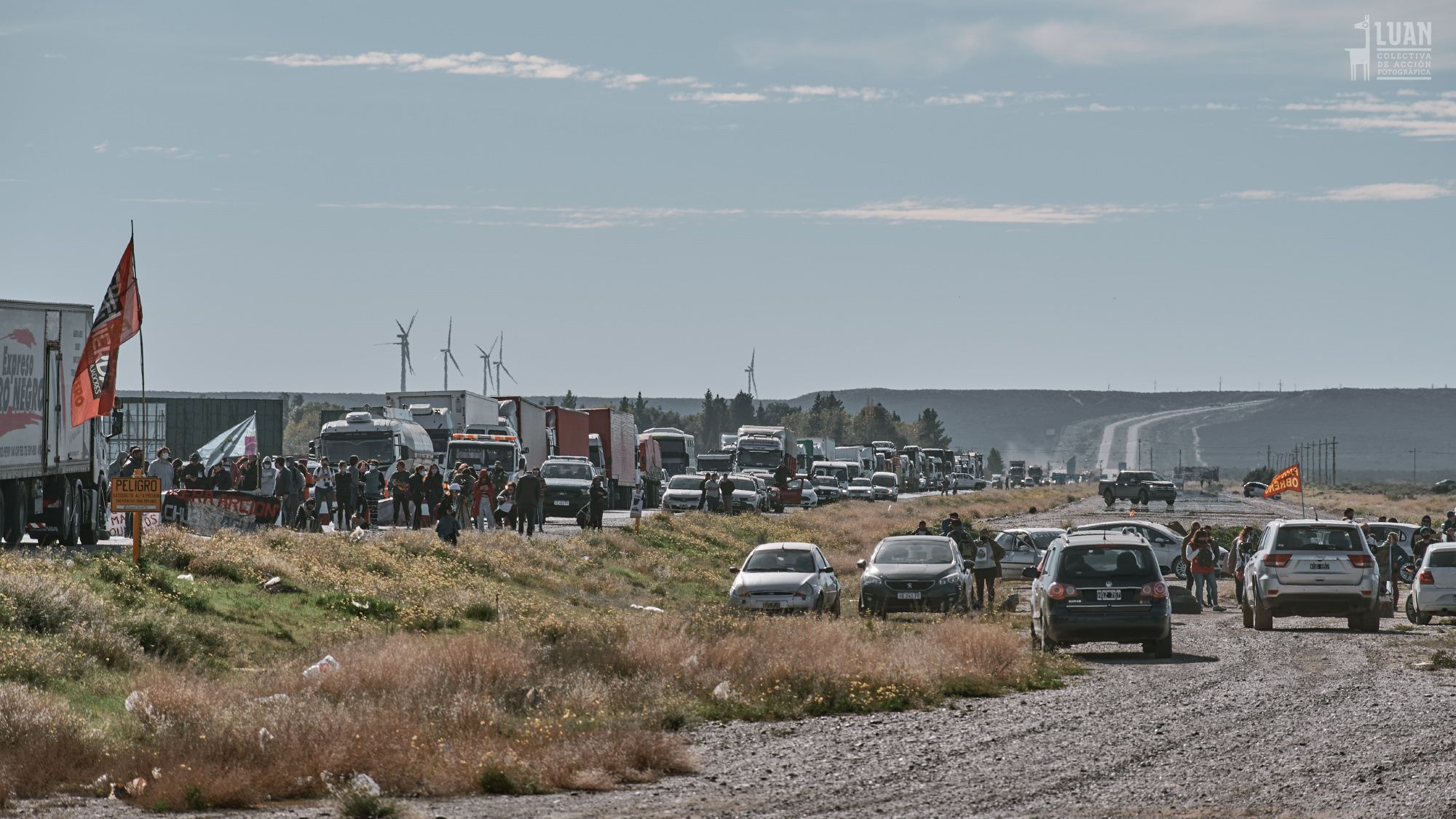 Corte de ruta en acceso a Trelew Crédito: Alex Dukal- Luan Colectiva de Acción Fotográfica.